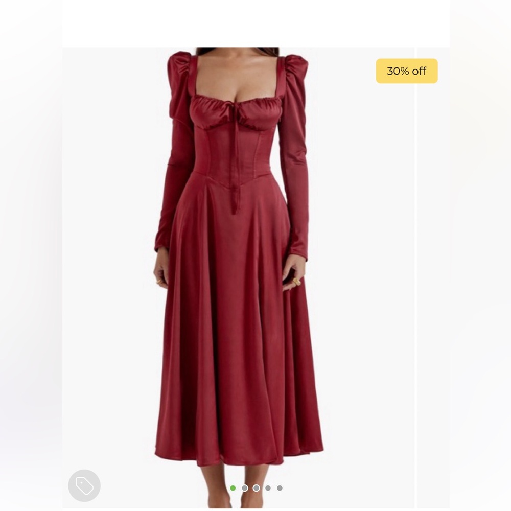 House of CB M Burgundy Midi Dress